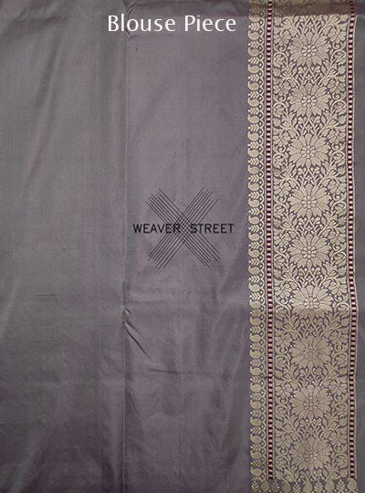 Ash Grey katan silk handwoven Banarasi saree with konia and kadwa buti. 6 BLOUSE