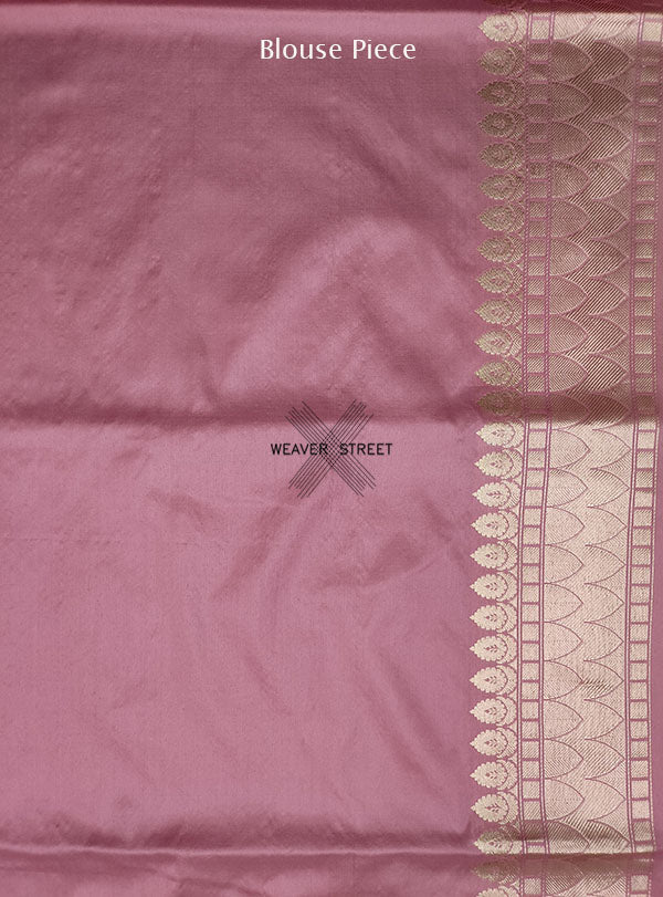 Dusky Pink Katan silk Handwoven Banarasi saree with alfi Kadwa buta. 6 BLOUSE