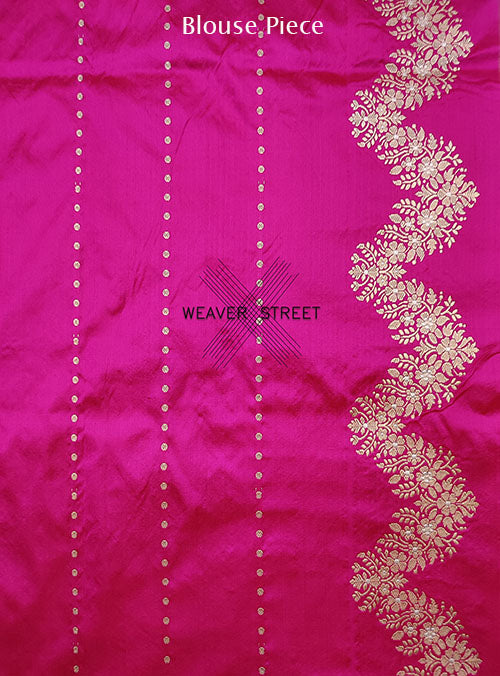 Pink Katan Silk Handwoven Banarasi saree with Flower Kadhwa Buta (6) blouse