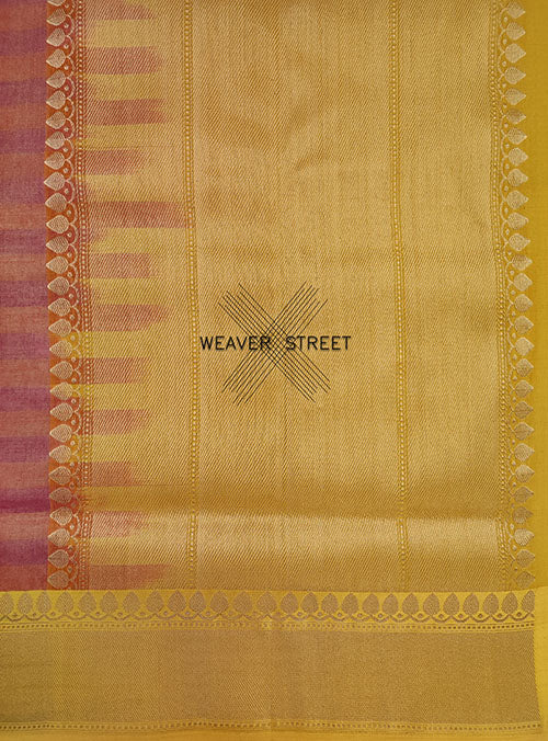 Red Pink Cotton Tissue Handwoven Banarasi Saree with round kadwa buta (5) pallu