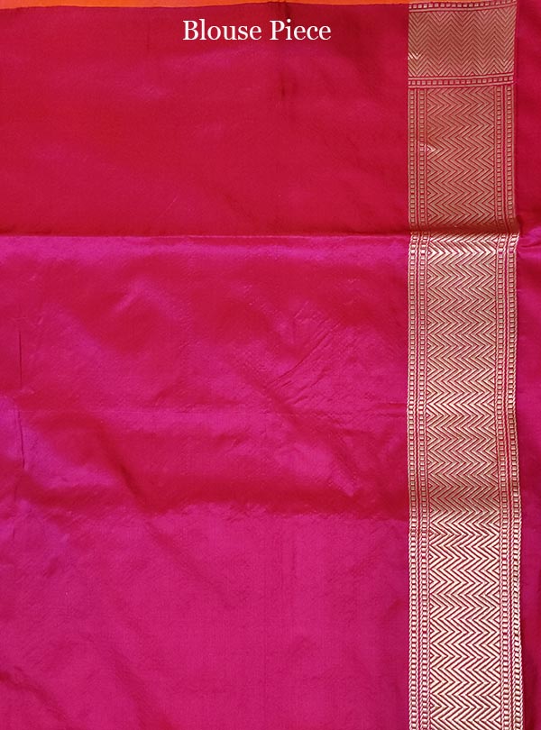 Magenta Red katan silk tanchoi Banarasi saree with kaduwa woven bird booti (5) blouse