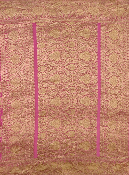 Pink Khaddi georgette Handwoven Banarasi saree with asthetic jaal (4) Anchal