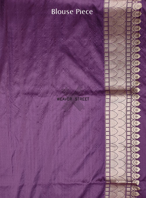 Ash Purple Katan silk Handwoven Banarasi saree with alfi Kadwa buta. 6 BLOUSE
