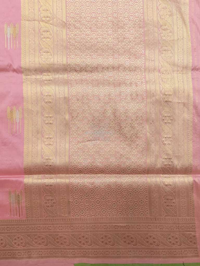 Charm Pink Katan Silk Handwoven Banarasi saree with tilfi arrow kadhwa buta 2 pallu