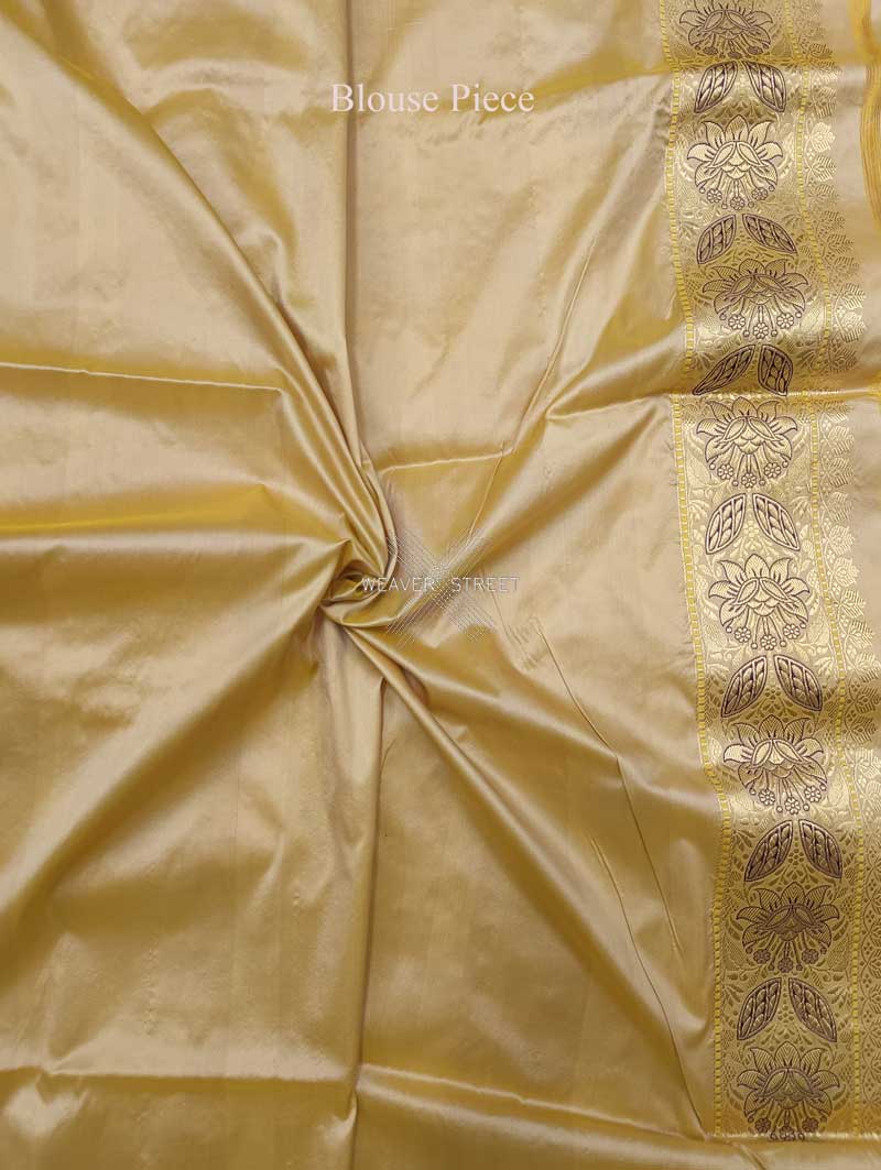 Light Lavender Katan Silk Handwoven Banarasi saree with small flower kadhwa buti 6 blouse piece