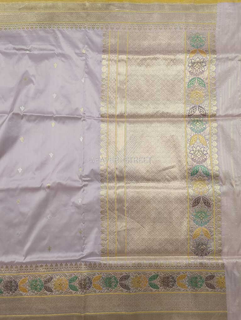 Light Lavender Katan Silk Handwoven Banarasi saree with small flower kadhwa buti 1 main