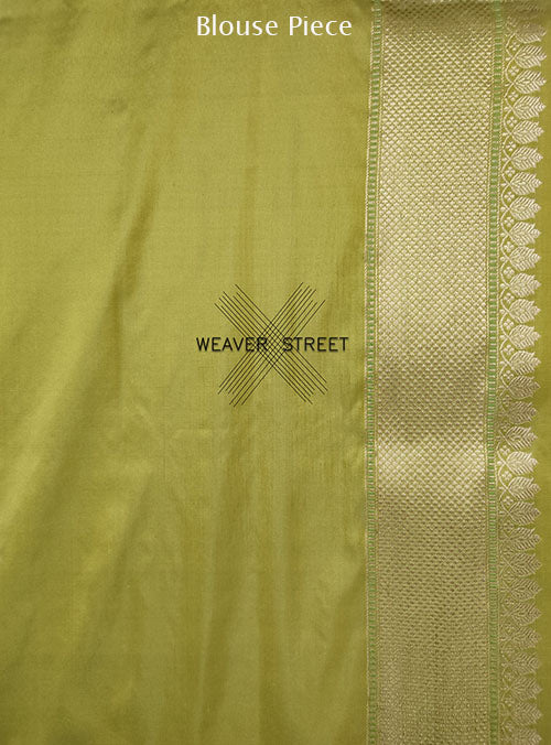Minion Yellow katan silk handwoven Banarasi saree with aada kadwa jangla. 6 BLOUSE
