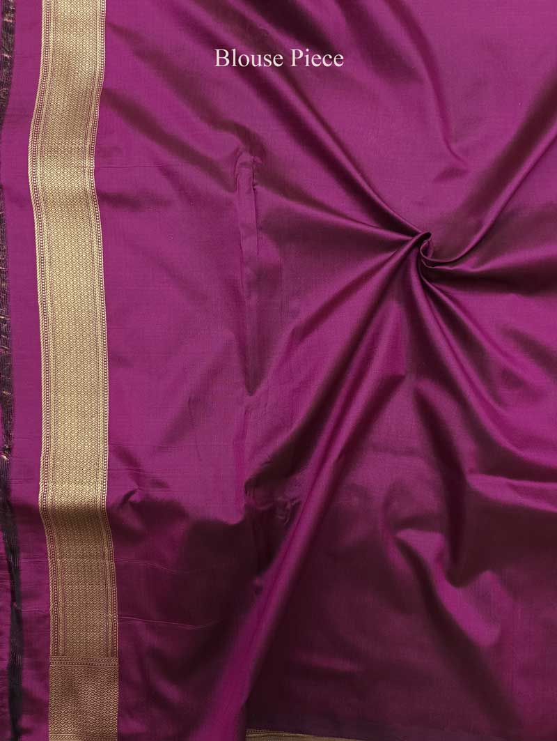 Purple Katan Silk Handwoven Banarasi saree with Shikargah Jaal