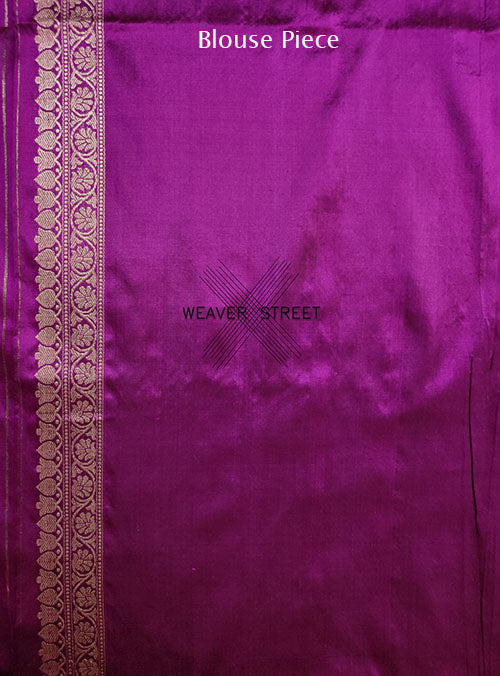 Purple Katan silk Handwoven Banarasi saree with Floral Brocade Jaal (6) blouse