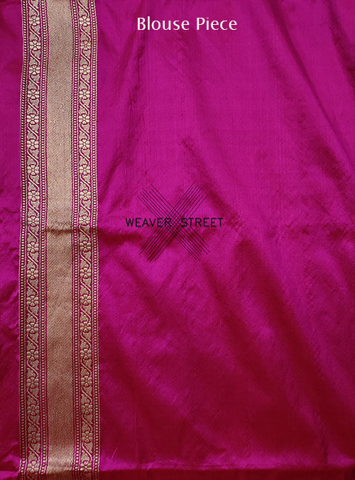 Red Pink shot color Katan Silk Handwoven Banarasi saree with stylized buta (6) blouse