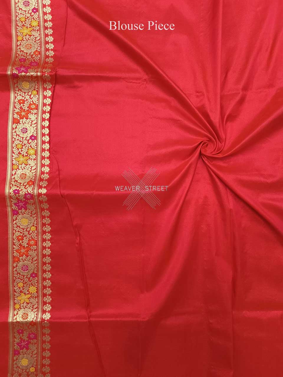 Red katan silk Handwoven Banarasi saree with alfi meenedar flower buta 6 blouse piece