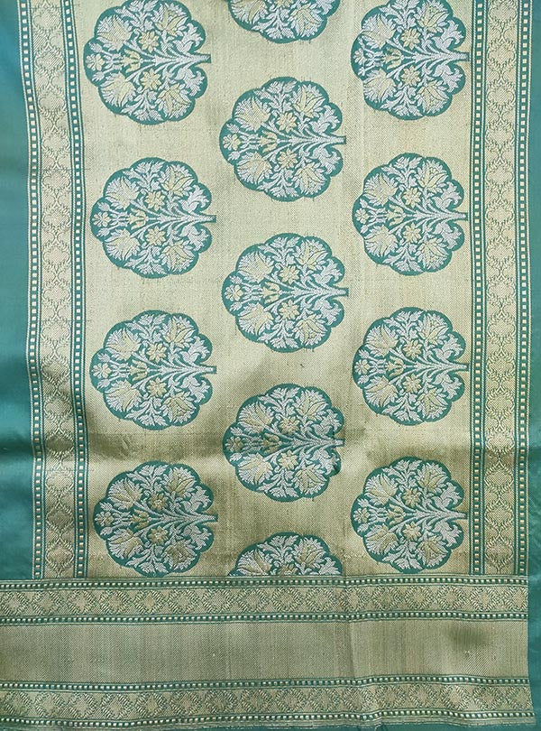 Arctic blue katan silk handloom Banarasi saree with paisley boota (4) anchal
