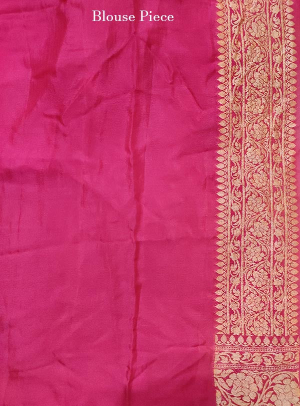 Beige multi color chiffon Banarasi saree with hand painted rangkaat work (5) blouse