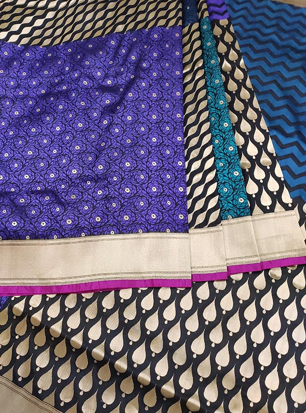 Black Katan silk Banarasi saree with multiple pattern jaal (3) center