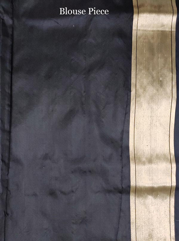 Black Katan silk Banarasi saree with multiple pattern jaal (5) blouse