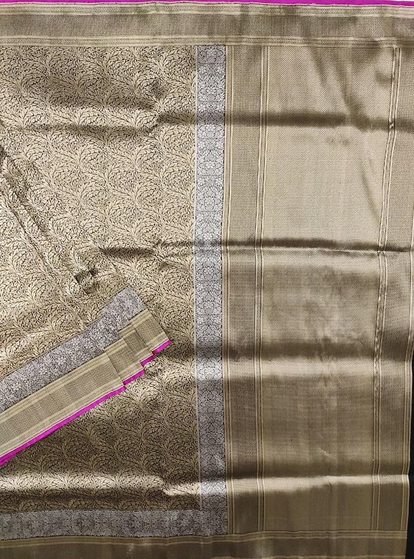 Black katan silk Banarasi saree with heavy brocade jaal (1) main