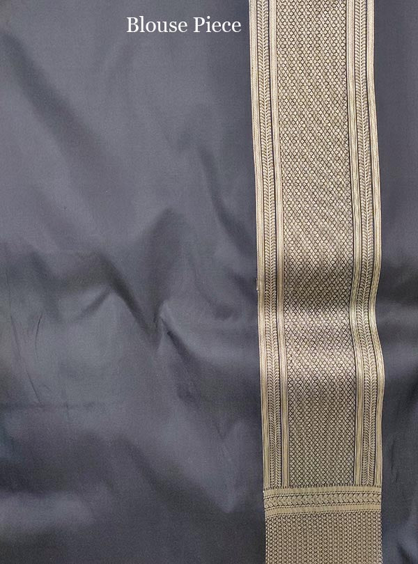 Black katan silk Banarasi saree with heavy brocade jaal (5) blouse