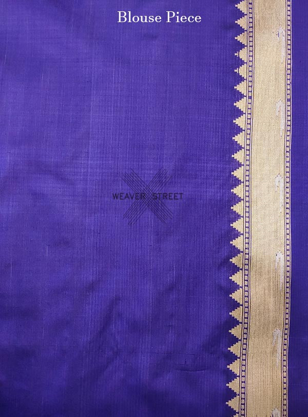 Blue katan silk handwoven Banarasi saree with parsi gara jaal (6) Blouse