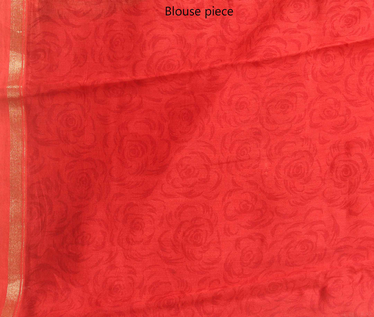 Charcoal floral printed silk cotton saree (4) Blouse piece