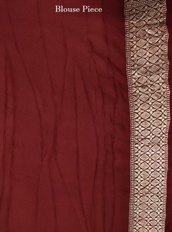 Coffee brown khaddi georgette Banarasi saree with stylized jaal (5) blouse