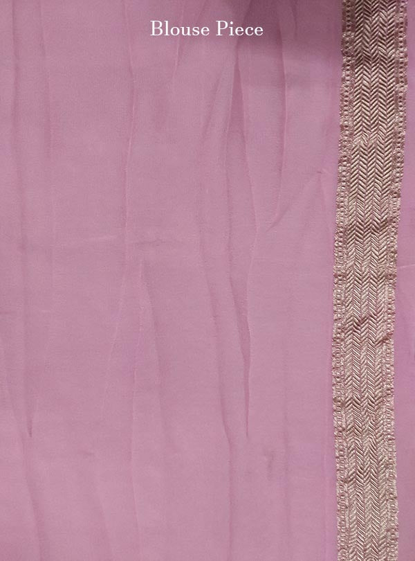Light Lavender khaddi georgette Banarasi saree with meenedar flower booti (5) blouse