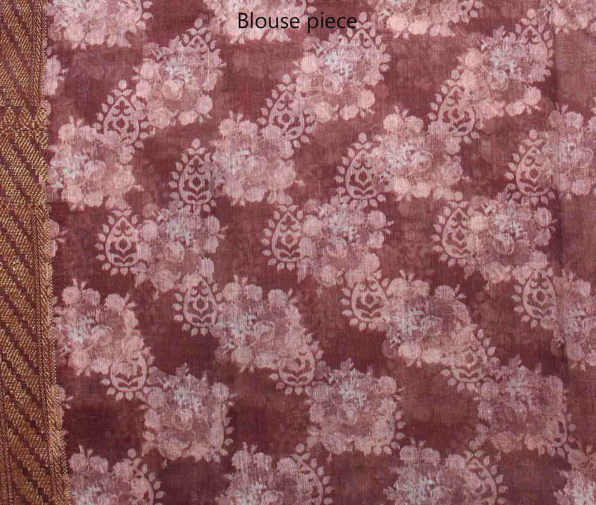 Light wine silk linen Banarasi saree with shaded floral prints (4) blouse