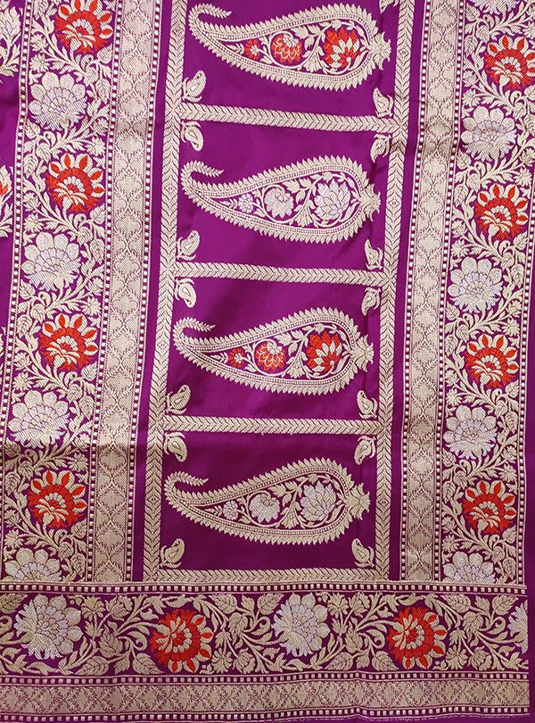 Lilac Katan silk handloom Banarasi saree with stylized tilfi kaduwa jangla (4) Anchal