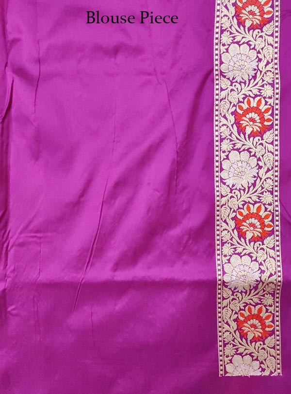 Lilac Katan silk handloom Banarasi saree with stylized tilfi kaduwa jangla (5) Blouse Piece