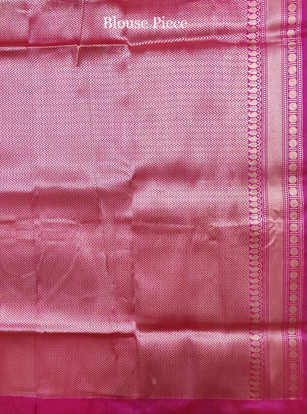 Magenta katan silk Banarasi saree with tulsi plant boota in sona rupa zari (5) blouse