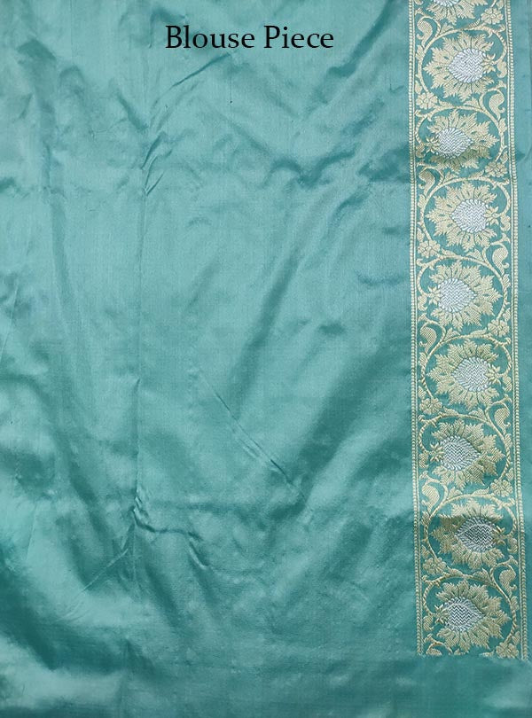 Manganese Blue Katan silk handloom Banarasi saree with paisley boota (5) Blouse