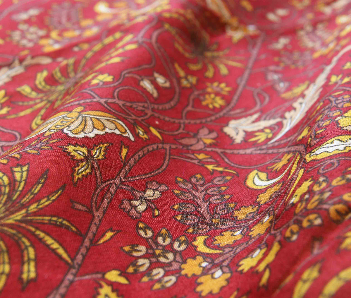 Maroon butterfly printed silk cotton saree (3) closeup