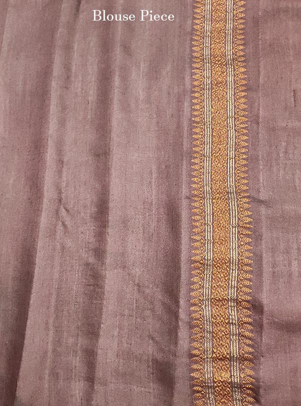 Maroon muga silk handwoven Banarasi saree with kaduwa sun booti (5) blouse