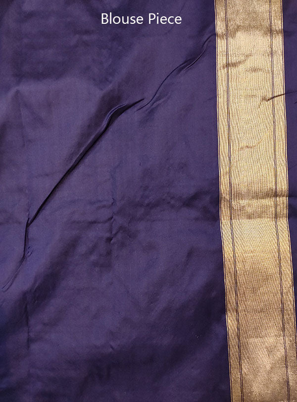 Multi color Katan silk Banarasi saree with horizontal stripes (5) blouse