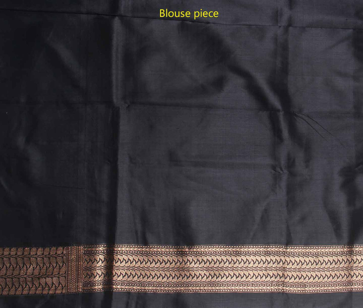 Navy blue Katan Silk Handwoven Banarasi saree with mini leaf over striped pattern (4) blouse