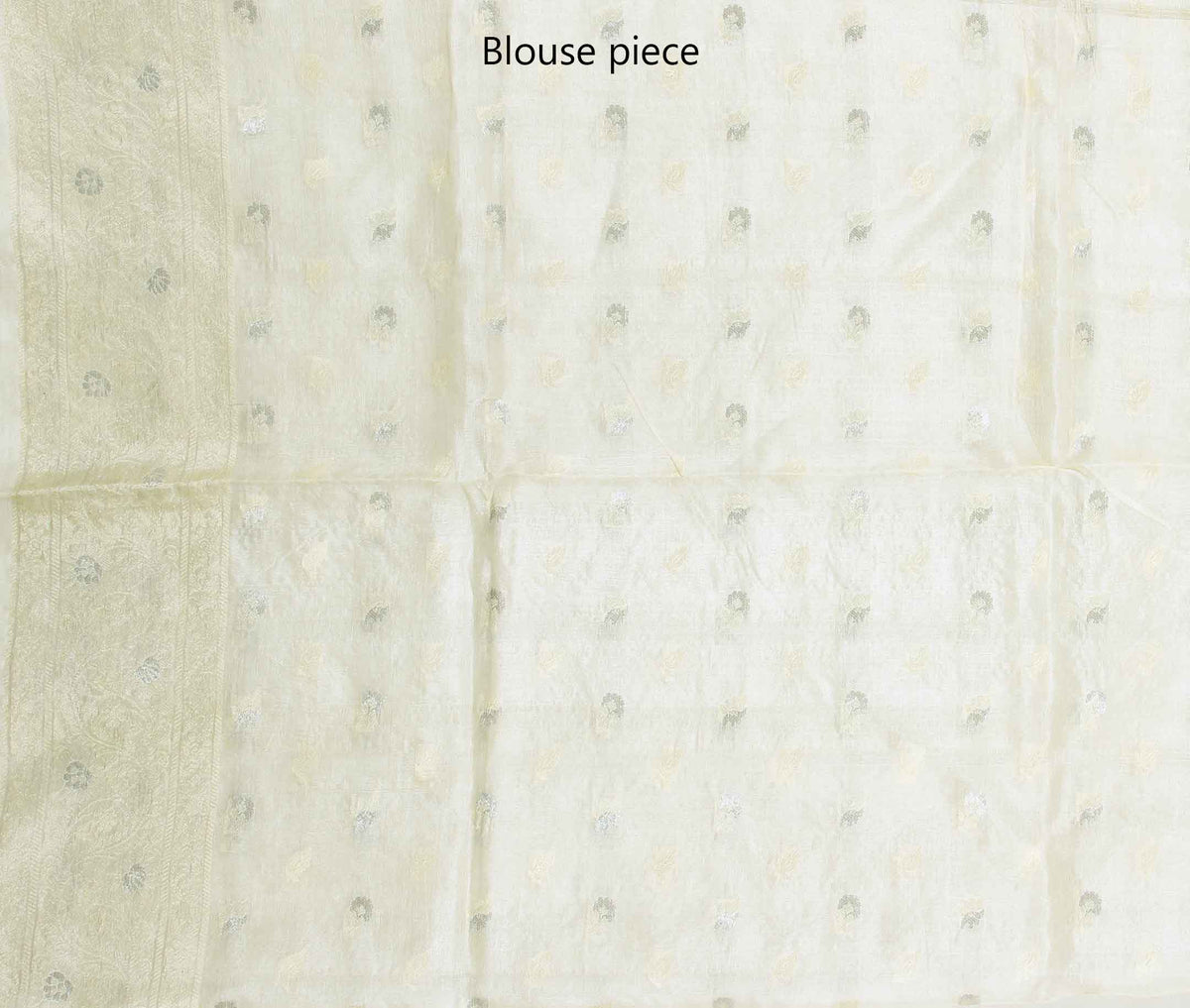 Off white tussar silk handwoven Banarasi saree with mini motifs (4) blouse