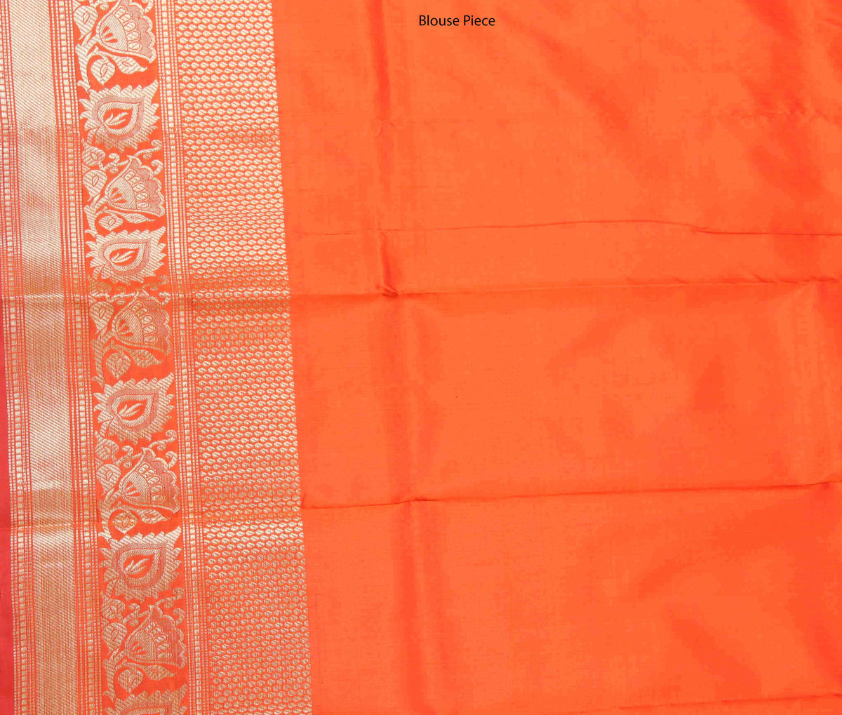Orange Katan Silk Handwoven Banarasi saree with mini booti (4) Blouse