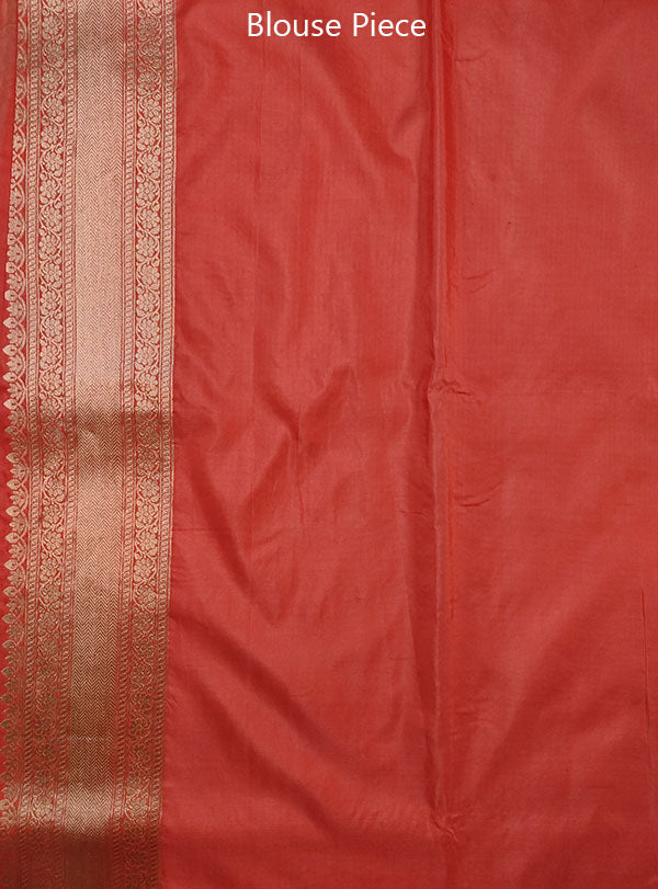 Peach Katan silk Banarasi saree with floral jaal (6) blouse
