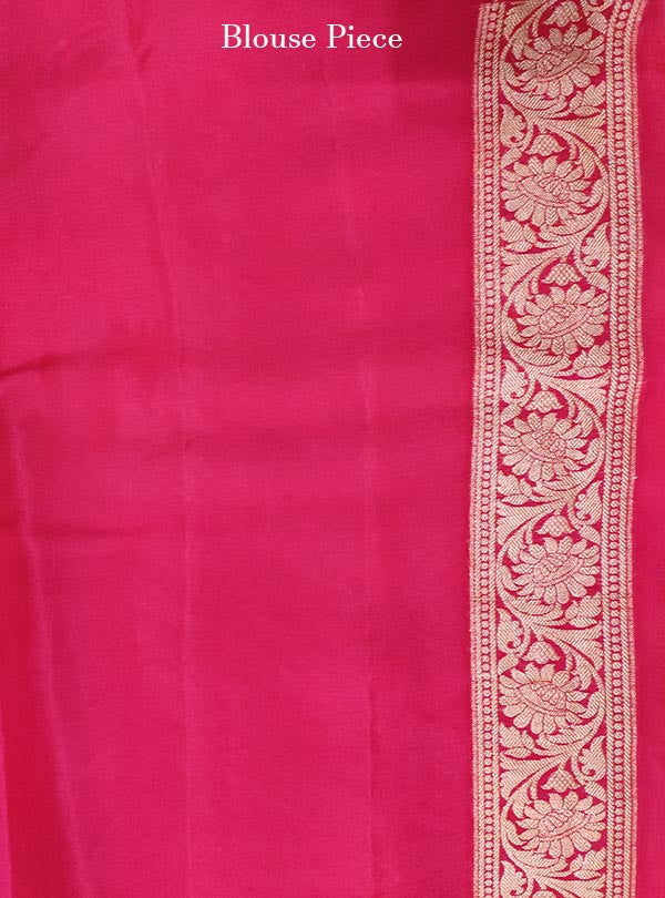 Peach Orange multi color Lehariya chiffon Banarasi saree with diagonal jaal (5) blouse