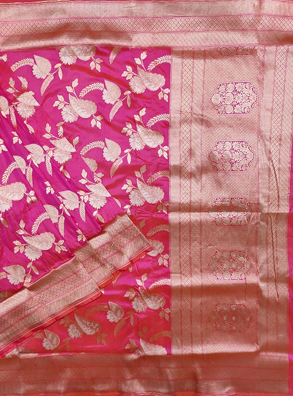 Pink Katan Silk handloom Banarasi saree with aesthetic sona rupa jaal (1) MAIN