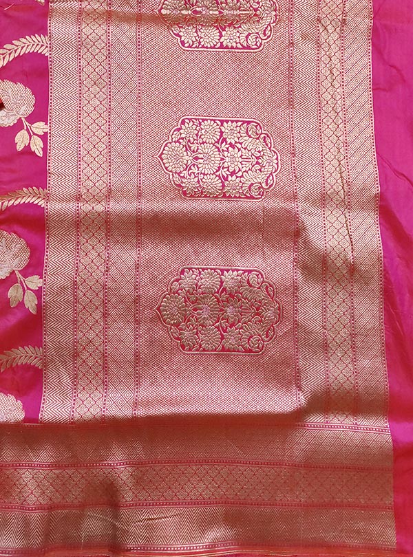 Pink Katan Silk handloom Banarasi saree with aesthetic sona rupa jaal (4) ANCHAL