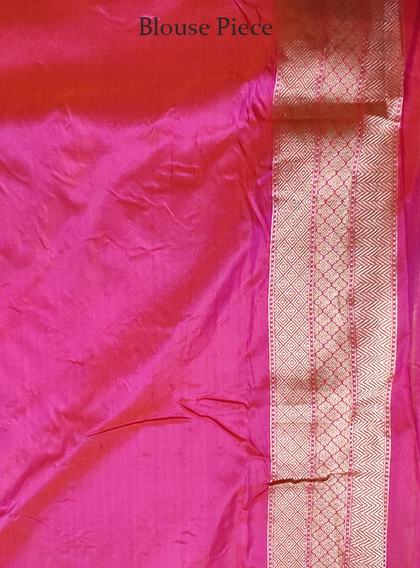 Pink Katan Silk handloom Banarasi saree with aesthetic sona rupa jaal (5) BLOUSE