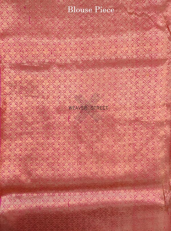 Pink Katan silk Handwoven Banarasi saree with meenedar floral skirt border (6) Blouse