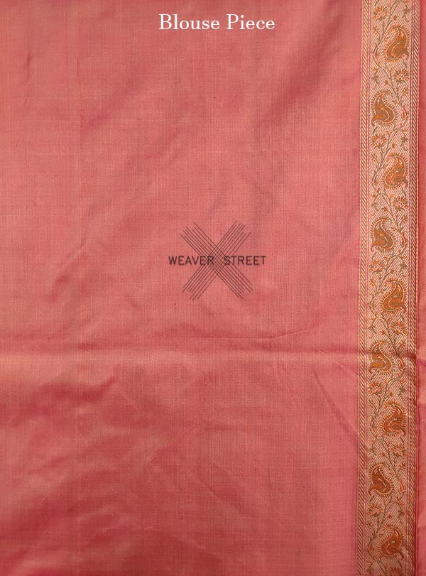 Pink Katan silk Handwoven Tanchoi Jamawar Banarasi saree with paisley jaal (6) Blouse