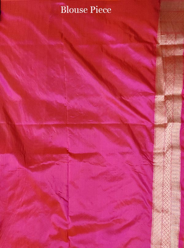 Pink Katan silk handloom Banarasi saree with paisley jaal (5) blouse