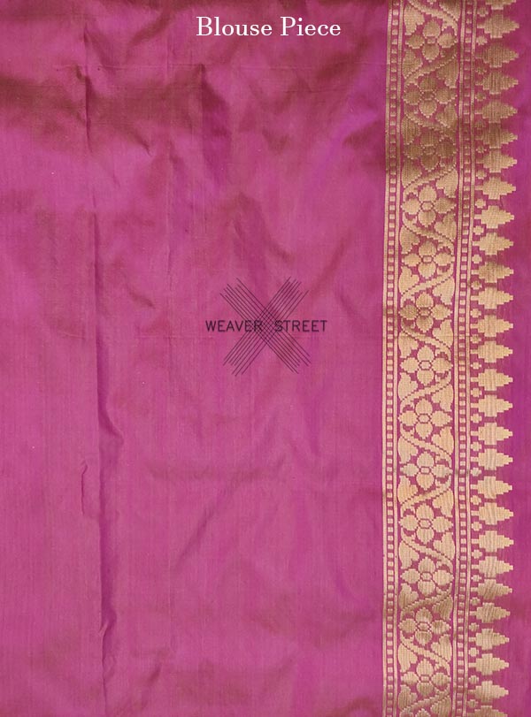 Pink Katan silk handwoven Banarasi saree with multicolor ikat patola jaal (6) Blouse