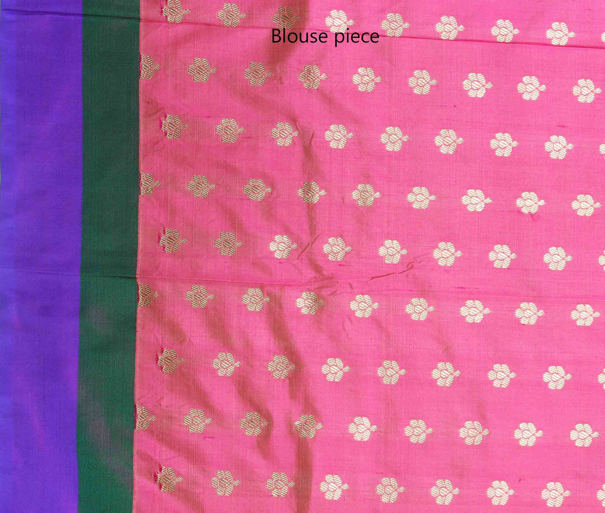 Pink Katan silk handwoven plain banarasi saree with paisley border (4) blouse