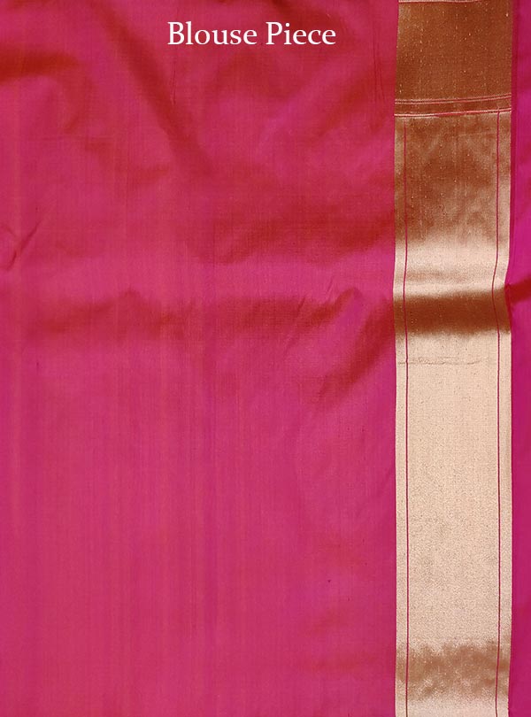 Pink katan silk handloom Banarasi saree with multiple patterns (5) Blouse