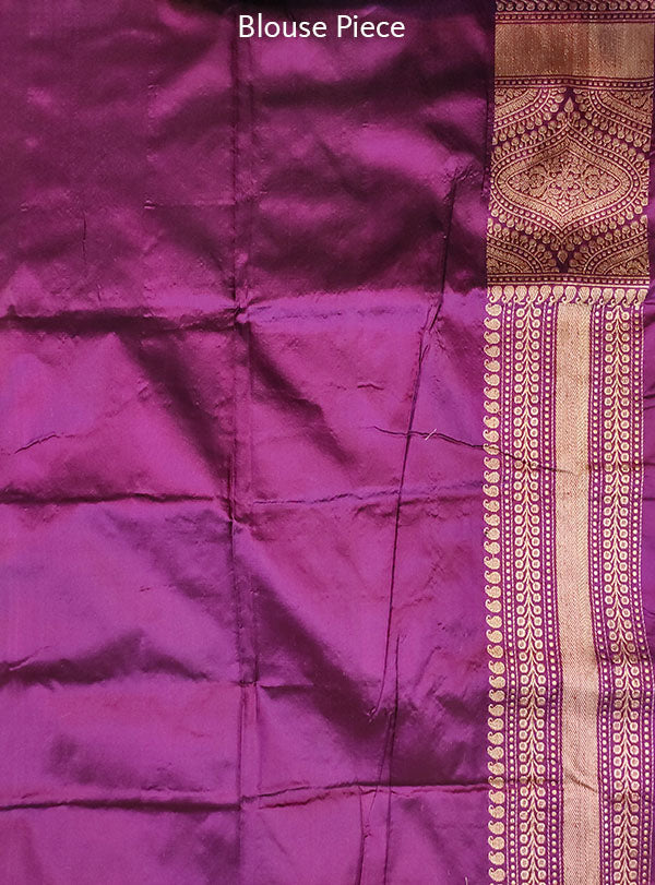 Purple Katan silk handloom Banarasi saree with stylized boota (5) blouse