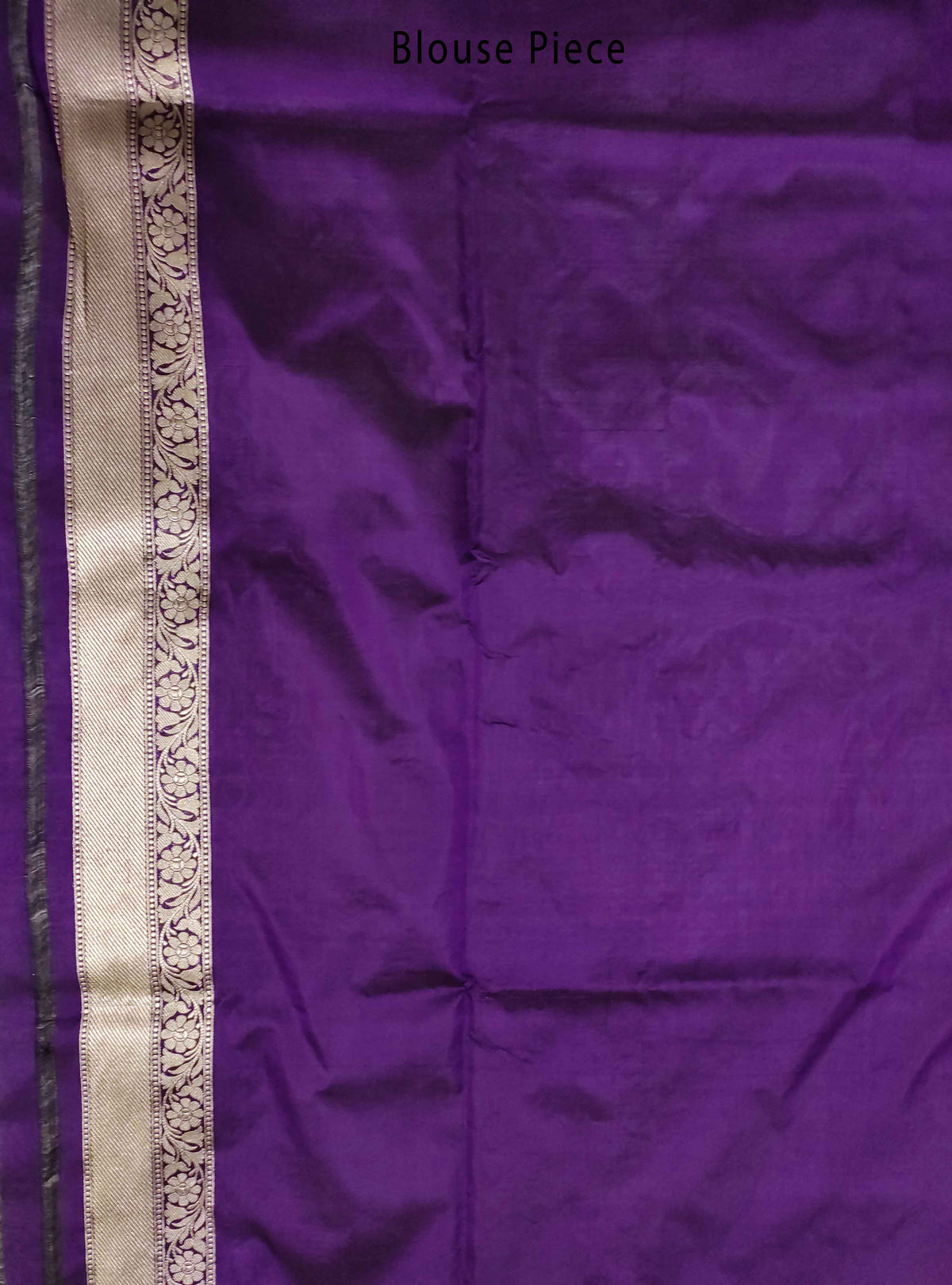 Purple Katan silk handloom Banarasi saree with flower jaal (3) Blouse Piece