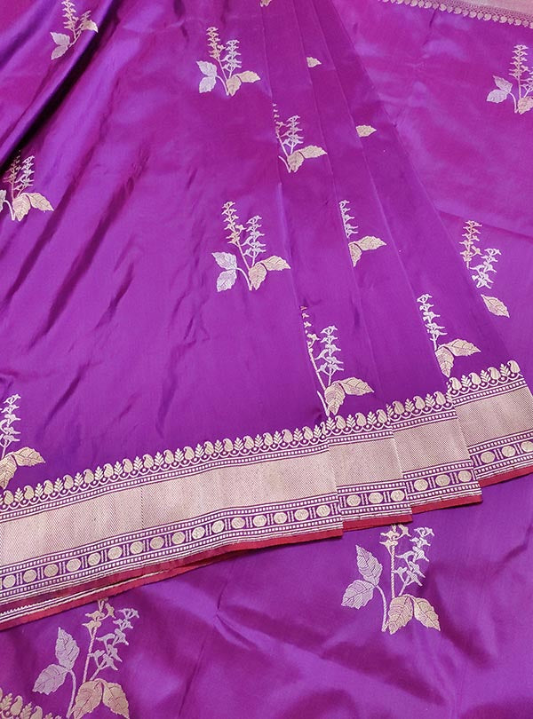 Violet Purple Woven Khaddi Georgette Banarasi Saree With Embroidered S –  zarikaariindia.com